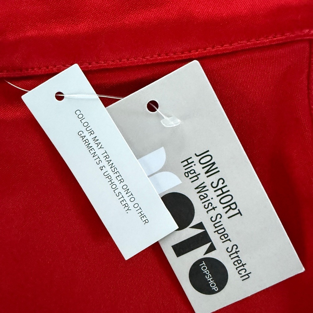 Topshop Red Satin High Waist Stretch Shorts (NWT) - Picture 4 of 5